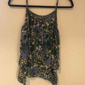 Youth girls XL (14) olive floral tank.
